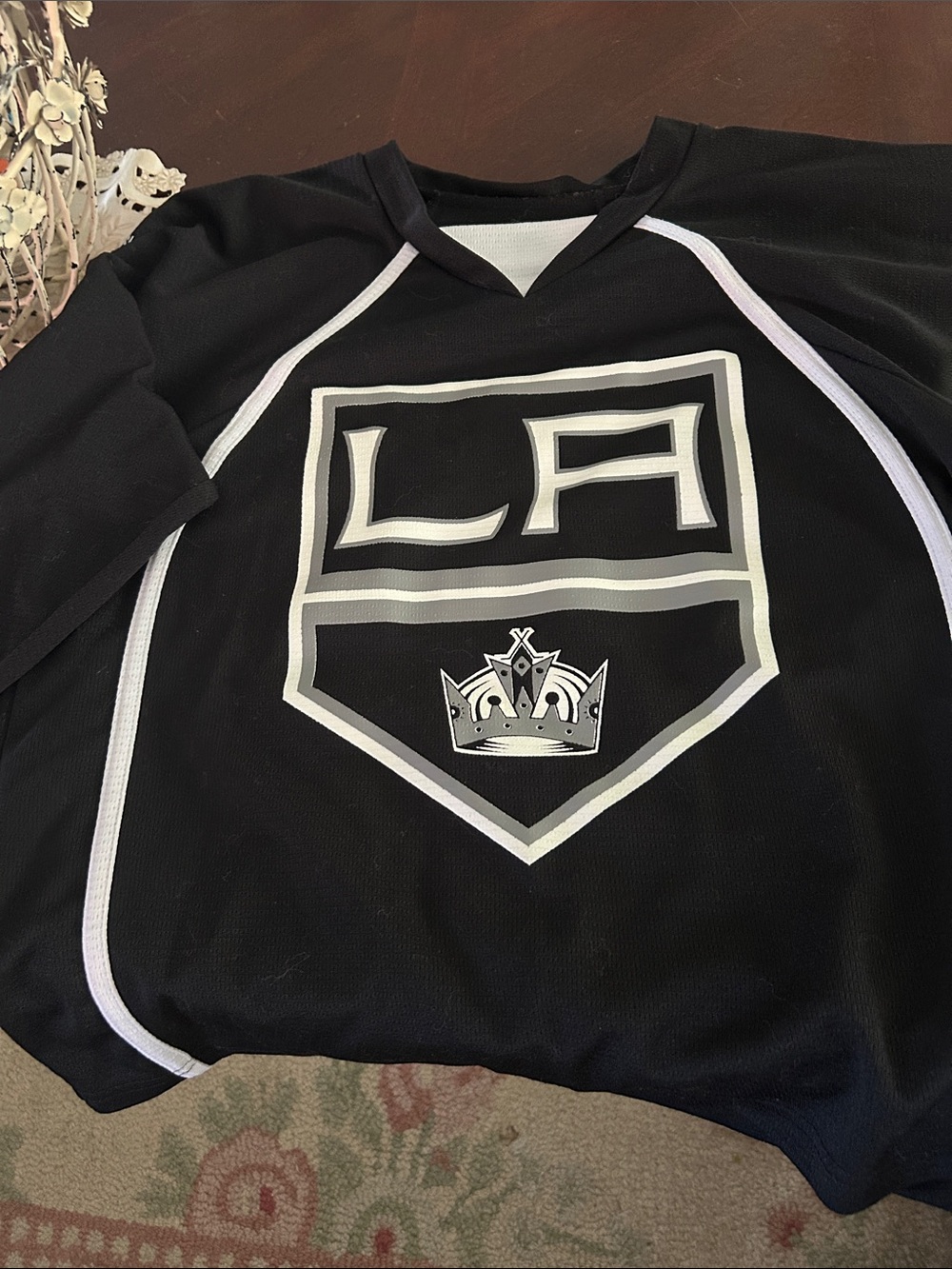 Kids Black Hockey-Style Jersey with White Trim